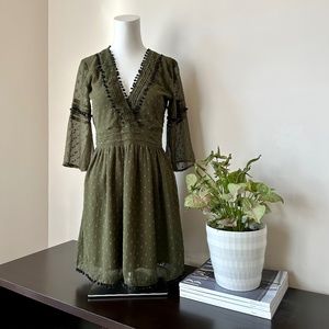 Zara ⎮ Pom Pom V-neck dress